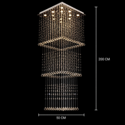 Candelabru Cristal LED 80W PALATINA Auriu, Diametru 50cm, Inaltime 200cm, Model Scara