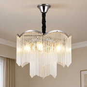 Candelabru Cristal MEKELLE Nobile, 6x E14, Diametru 40cm, Metal si Cristal, Crom Lucios, Inaltime Reglabila