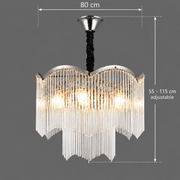 Candelabru Cristal MEKELLE Regalis, 18x E14, Diametru 80cm, Metal si Cristal, Crom Lucios, Inaltime Reglabila