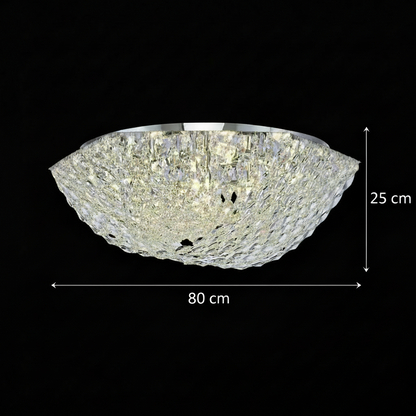 Candelabru Cristal QEQERTARSUAQ Regalis, 12x E14, Diametru 80cm, Metal si Cristal, Crom Lucios