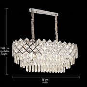 Candelabru Cristal VECTORIA Supremo, 10xE14, Diametru 75x39cm, Crom Lucios, Inaltime Reglabila, Metal si Cristal