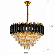 Candelabru Cristal VERSAILLES Eleganza 8x E14, Diametru 50cm, Negru, Auriu Lucios, Inaltime Reglabila