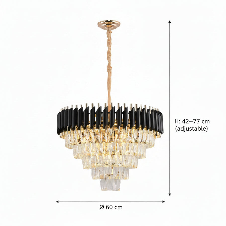 Candelabru Cristal VERSAILLES Magno 8xE14, Diametru 60cm, Negru si Auriu, Inaltime Reglabila Candelabre Cristal Default Title Alessandro Design