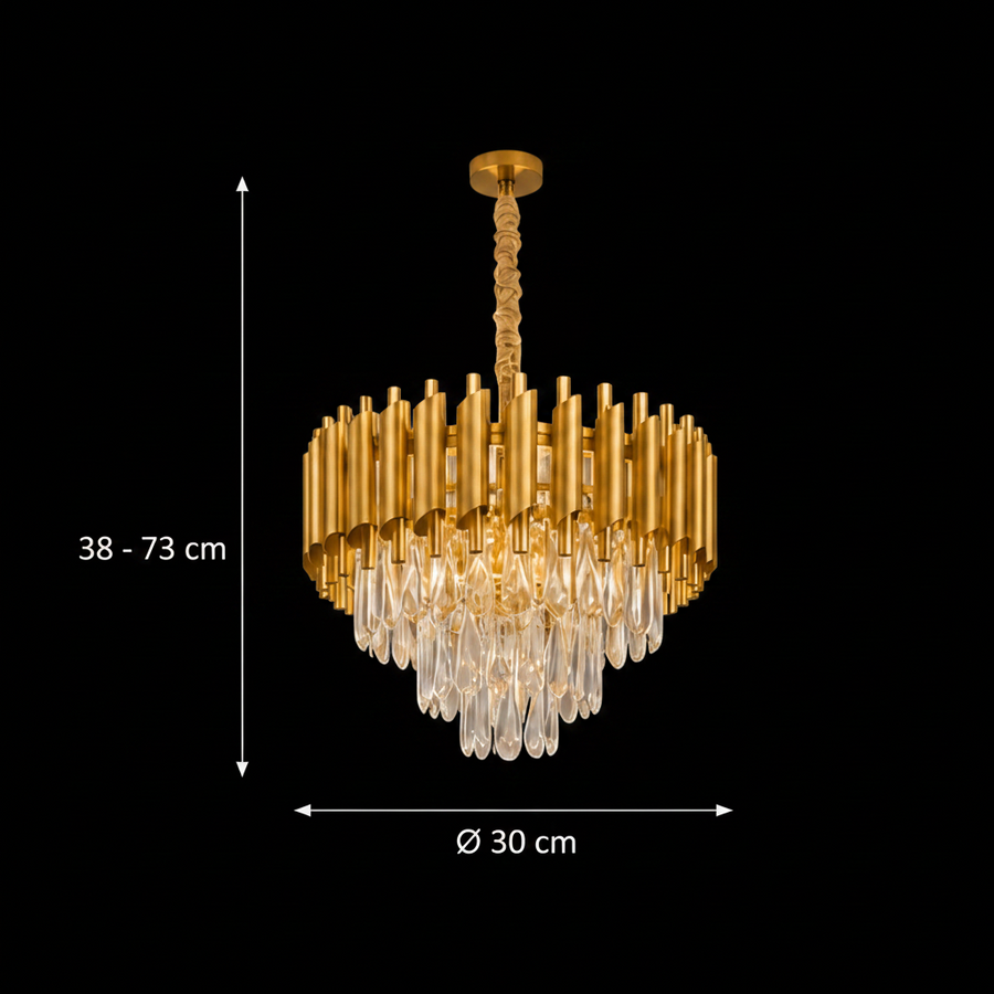 Candelabru Cristal VERSAILLES Nobile 5xE14, Diametru 40cm, Auriu, Inaltime Reglabila
