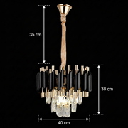 Candelabru Cristal VERSAILLES Nobile 5xE14, Diametru 40cm, Auriu Lucios si Negru