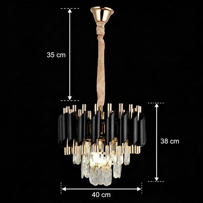 Candelabru Cristal VERSAILLES Nobile 5xE14, Diametru 40cm, Auriu Lucios si Negru