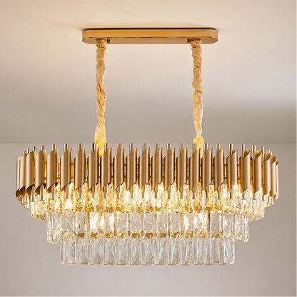 Candelabru Cristal VERSAILLES Regalis 10xE14, Lungime 78 cm, Auriu, Inaltime Reglabila