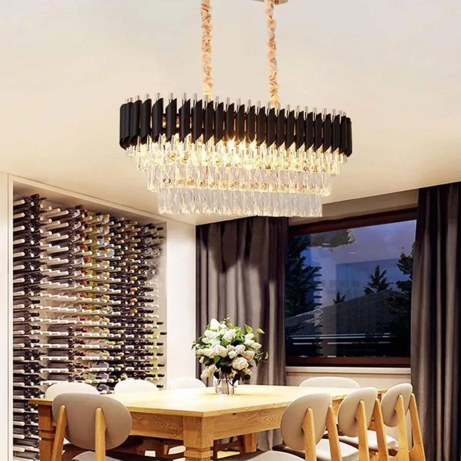 Candelabru Cristal VERSAILLES Regalis 10x E14, Auriu Lucios si Negru, Inaltime Reglabila Candelabre Cristal Default Title Alessandro Design