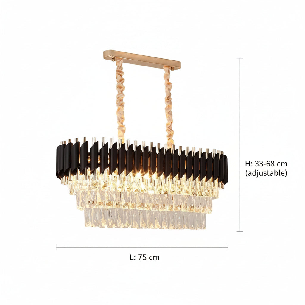 Candelabru Cristal VERSAILLES Regalis 10x E14, Auriu Lucios si Negru, Inaltime Reglabila Candelabre Cristal Default Title Alessandro Design