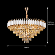 Candelabru Cristal VERSAILLES Supremo 12xE14, Diametru 80cm, Auriu Lucios si Alb, Inaltime Reglabila