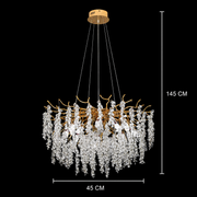 Candelabru Cristal WALTZ Cascade, 6xG9, Auriu, diametru 45cm, Inaltime Reglabila