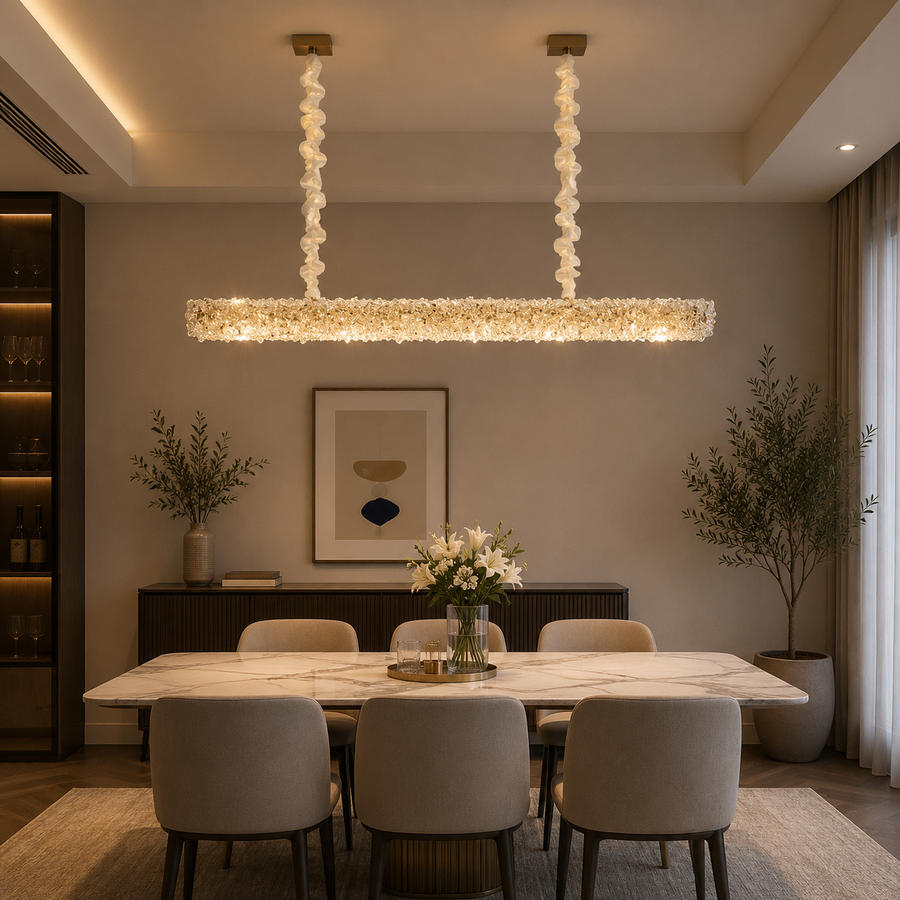 Candelabru Cristal, cu Telecomanda, PRAGA Imperio, 35W, 96cm, Lumina Rece/Calda/Neutra, Auriu, Inaltime Reglabila