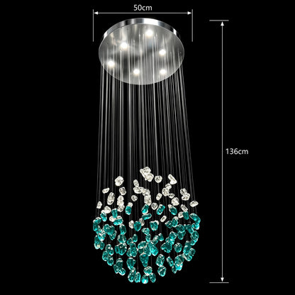 Candelabru LED Cristal OSKEMEN Eleganza, 42W, Lumina Rece/Calda/Neutra, Metal si Sticla, Verde