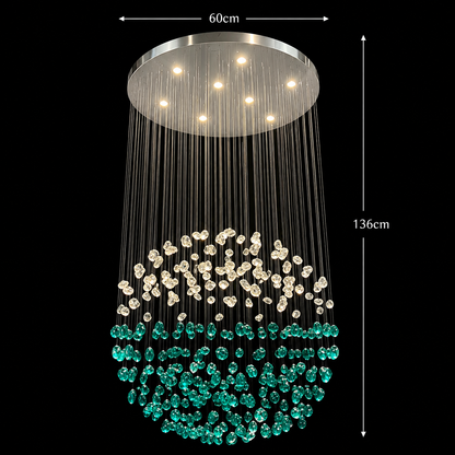Candelabru LED Cristal OSKEMEN Magno, 56W, Lumina Rece/Calda/Neutra, Metal si Sticla, Verde