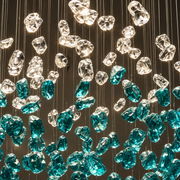 Candelabru LED Cristal OSKEMEN Supremo, 63W, Lumina Rece/Calda/Neutra, Metal si Sticla, Verde
