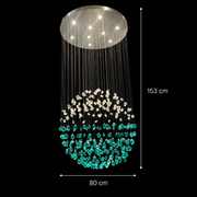 Candelabru LED Cristal OSKEMEN Supremo, 63W, Lumina Rece/Calda/Neutra, Metal si Sticla, Verde