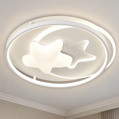Lustra LED cu telecomanda ISTARAVSHAN, Forma Corpuri Ceresti, 87W, lumina Rece/Calda/Neutra, Dimabila, Alb