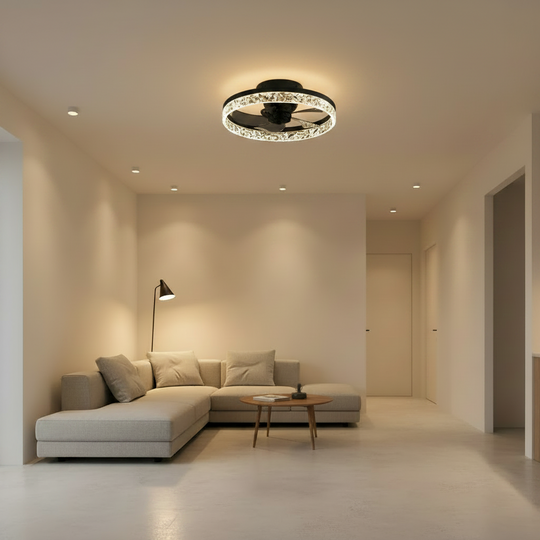 Lustra LED VEYA cu Telecomanda, 38W, D50cm, Lumina Rece/Neutra/Calda, Negru