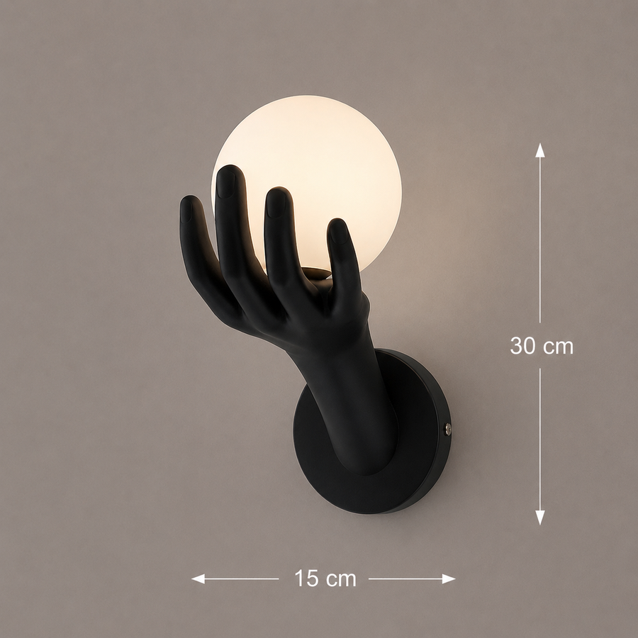 Aplica LED Decorativa MANO, 15x30cm, 1xE27, Sticla si Resina, Negru