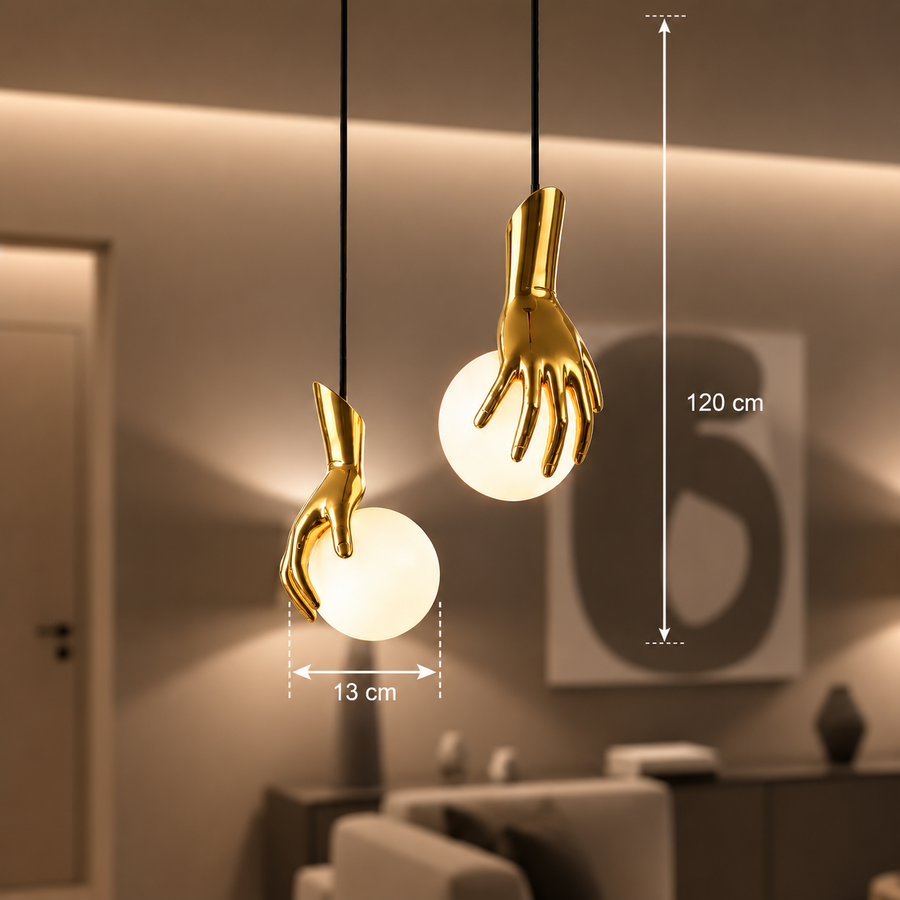 Aplica LED Decorativa MANOS, 13x120cm, 1xE27, Sticla si Resina, Auriu