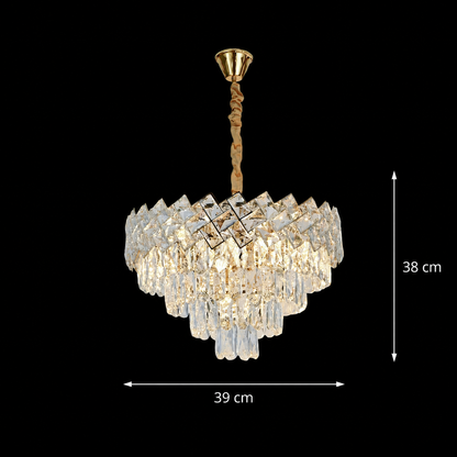 Candelabru Cristal WINDSOR Nobile 5xE14, Diametru 39cm, Auriu Lucios, Inaltime Reglabila