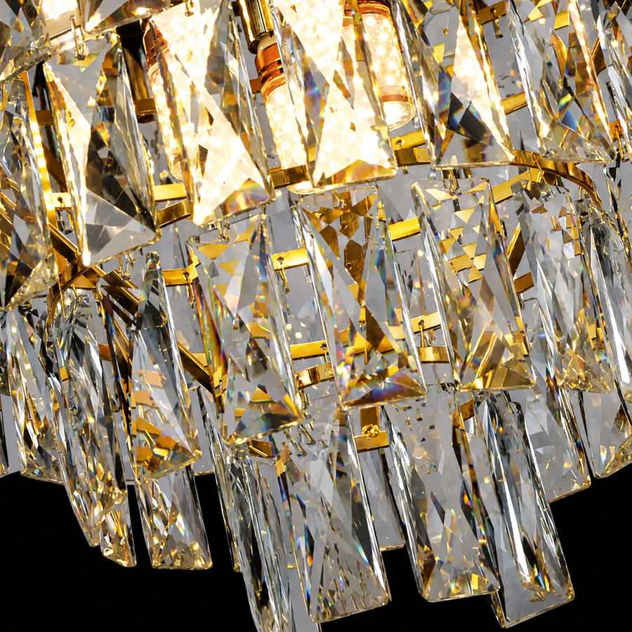 Candelabru Cristal VERSAILLES Nobile 5xE14, Diametru 40cm, Auriu Lucios si Alb