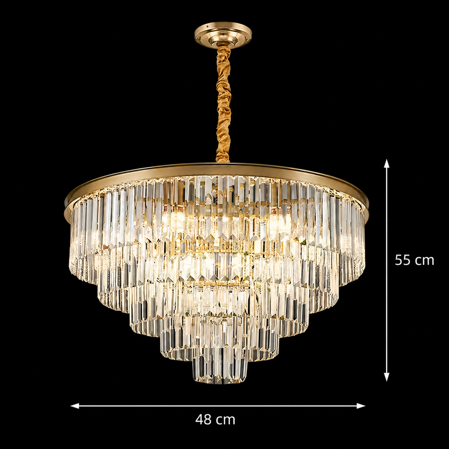 Candelabru Cristal CHAMBORD Eleganza 8xE14, Diametru 48cm, Auriu Mat
