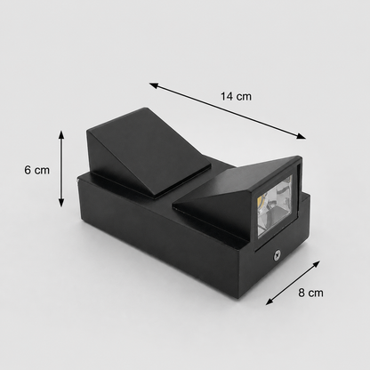 Aplica LED de Exterior si Interior, 6W, 2 Surse x 5W, IP65, ABS, Negru, 3000K, AX100/2BK
