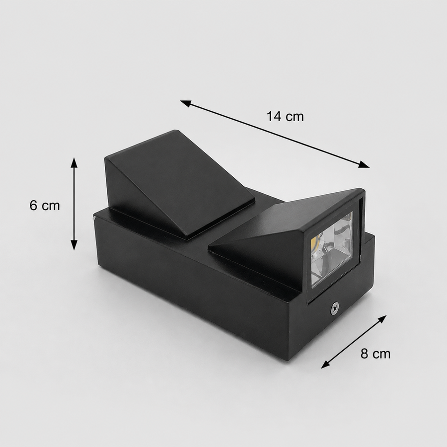 Aplica LED de Exterior si Interior, 6W, 2 Surse x 5W, IP65, ABS, Negru, 3000K, AX100/2BK