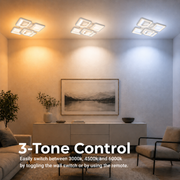Lustra LED cu telecomanda ZOE 70W, 5 Patrate, lumina Rece/Calda/Neutra, Dimabila, Alb