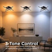 Lustra LED cu Telecomanda LINEX, 52W, 4 Elemente, Liniara, lumina Rece/Calda/Neutra, Dimabila, Negru
