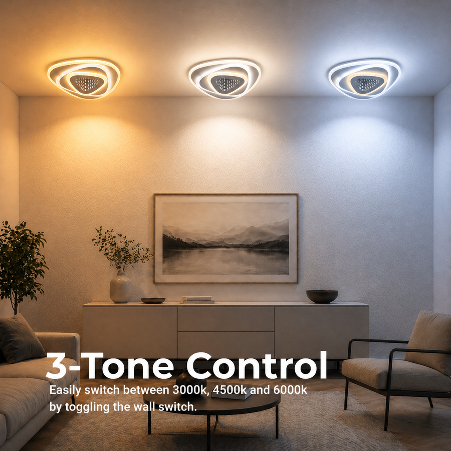 Lustra LED NEXA Triunghi 3D 40W, Alb, Lumina Rece/Calda/Neutra