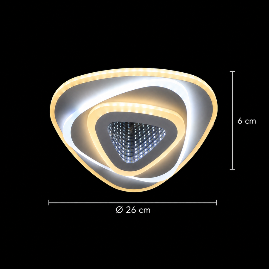 Lustra LED NEXA Triunghi 3D 40W, Alb, Lumina Rece/Calda/Neutra