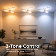 Lustra LED cu telecomanda ORCHID 40W, 3 Petale, lumina Rece/Calda/Neutra, Dimabila, Alb