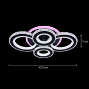 Lustra LED cu telecomanda si cristal NOVA ROTONDA RGB 82W, 4 Cercuri, lumina Rece/Calda/Neutra, Dimabila, Negru