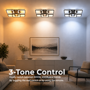 Lustra LED cu telecomanda ZOE 65W, 5 Patrate, lumina Rece/Calda/Neutra, Dimabila, Negru