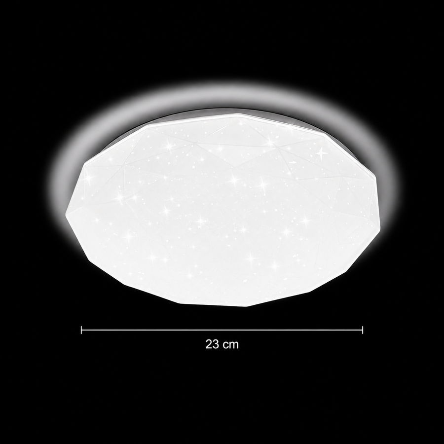 Plafonieră LED Hexagon 23 cm, 22W, 3000K / 4000K / 6000K, Alb, Metal si Acril