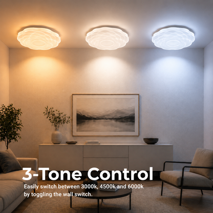 Plafonieră LED Floare 35 cm, 32W, 3000K / 4000K / 6000K, Alb, Metal si Acril