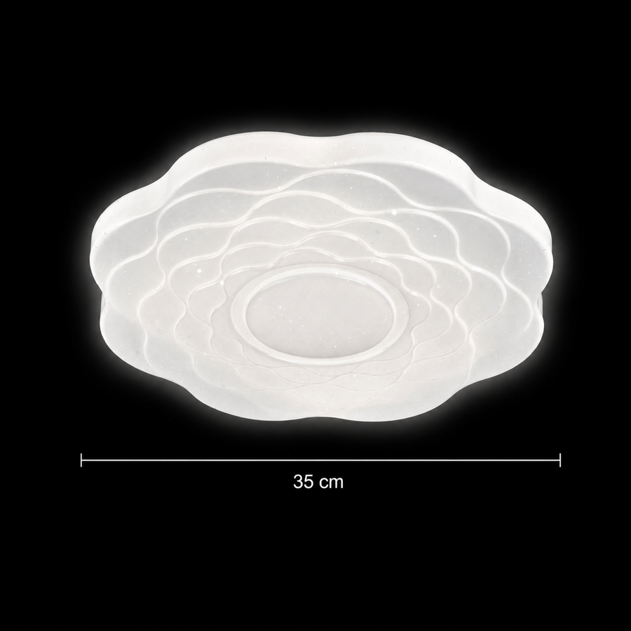 Plafonieră LED Floare 35 cm, 32W, 3000K / 4000K / 6000K, Alb, Metal si Acril
