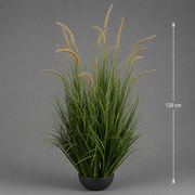 Aranjament Floral, 17 tulpini, 120cm, Iarbă curbată și Spice, Tip „coadă de pisică”, Plastic, Verde Tomnal