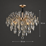 Candelabru Cristal PALERMO Eleganza 5xE14, Diametru 50cm, Auriu