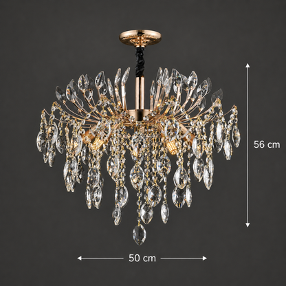 Candelabru Cristal PALERMO Eleganza 5xE14, Diametru 50cm, Auriu