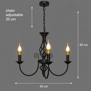 Lustra ANJOUX Eleganza, 3xE14, Diametru 50cm, Negru, Inaltime Reglabila, Metal