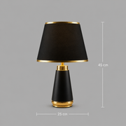 Veioza VZ210BK, 1x E27,Metal si Textil, Negru si Auriu