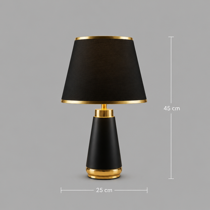 Veioza VZ210BK, 1x E27,Metal si Textil, Negru si Auriu