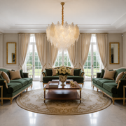 Candelabru Cristal LACE Magno 11xE14, Diametru 60cm, Inaltime 42cm, Auriu Lucios, Inaltime Reglabila, Design Elegant