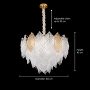 Candelabru Cristal LACE Eleganza 9xE14, Diametru 50cm, Inaltime 36cm, Auriu Lucios, Inaltime Reglabila, Design Elegant