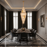 Candelabru Cristal LACE Supremo 26xE14, Diametru 60cm, Inaltime 180cm, Auriu Lucios, Inaltime Reglabila, Design Elegant