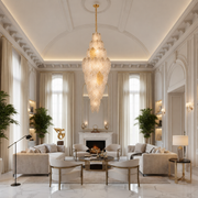 Candelabru Cristal LACE Supremo 26xE14, Diametru 60cm, Inaltime 180cm, Auriu Lucios, Inaltime Reglabila, Design Elegant