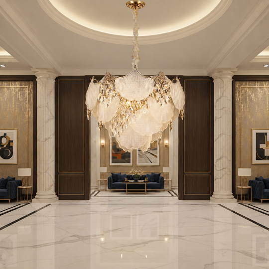 Candelabru Cristal LUXE Magno, 21xE14, Diametru 60cm, Inaltime 40cm, Auriu Lucios, Inaltime Reglabila, Design Elegant Candelabre Cristal Default Title Alessandro Design